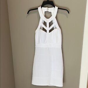Crystal Doll White Strappy Mini Dress Cute & Sexy Size 3 Small Like New